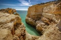 Hree Castles beach in Portimao, District Faro, Algarve, Southern Portugal. Landscape, region