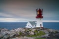view of the Lindesnes Lighthouse in Norway at sunset Royalty Free Stock Photo