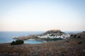 A view of Lindos bay, Rhodes, Greece Royalty Free Stock Photo