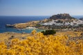 View of Lindos on Rhodes island Royalty Free Stock Photo