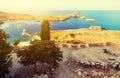 View at Lindou Bay from Lindos Rhodes island, Greece.