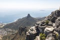 View on Lions head from the top of table mountain in Cape Town Royalty Free Stock Photo