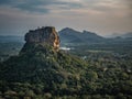 View on Lions Rock Sigiriya from opposite Rock Pidurangala Royalty Free Stock Photo