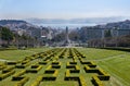 View of Lisbon from Parque Eduardo VII Featuring Topiary Bushes