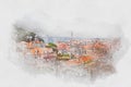 View of Lisbon, Portugal, watercolor