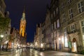 Long Lane in Gdansk at dusk