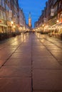 Long Lane in Gdansk at dusk