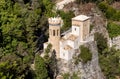 View of little castle Torretta Pepoli in Erice, province of Trapani in Sicily. Royalty Free Stock Photo