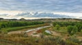 View of Little Missouri river in autumn in Medora, North Dakota