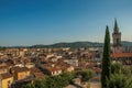 View of the lively and gracious town of Draguignan from the hill of the clock tower. Royalty Free Stock Photo