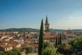 View of the lively and gracious town of Draguignan from the hill of the clock tower. Royalty Free Stock Photo