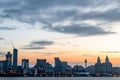 A view of the Liverpool skyline at sunrise