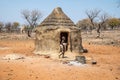 A view of livestock collection in a Himba tribe village in Namibia Royalty Free Stock Photo