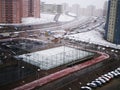 View on a living district in snow. Royalty Free Stock Photo