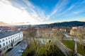 View of Ljubljana from Cankarjev dom with Presidential palace. Royalty Free Stock Photo