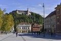 View of Ljubljana Castle from Congress Square Royalty Free Stock Photo