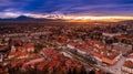 A view of Ljubljana city centre from the castle, Slovenia Royalty Free Stock Photo