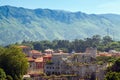 View of Llanes with abandoned castle Royalty Free Stock Photo