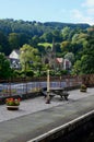 Llangollen railway View of the Platform and Dee River Wales 