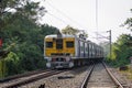 A view of local train of Eastern Railway in Indian Railway system running in city Kolkata, West Bengal, India