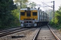 A view of local train of Eastern Railway in Indian Railway system running in city Kolkata, West Bengal, India