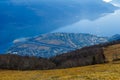 View of Locarno and Lake Maggiore from the Cardada-Cimetta mount Royalty Free Stock Photo