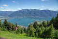 View of Locarno and Lake Maggiore from the Cardada-Cimetta mountain range. Ticino canton, Switzerland Royalty Free Stock Photo