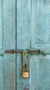 View of lock old wooden door Royalty Free Stock Photo