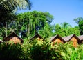 View of a lodge on stilts in the Amazon rain forest Royalty Free Stock Photo