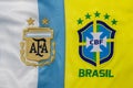 View of the Logo of Brasil Against Argentina National Football Team Crest
