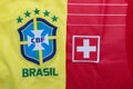 View of the Logo of Brasil Against Switzerland National Football Team Crest
