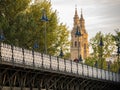 View of Logrono Cathedral From Bridge over River Ebro, Spain Royalty Free Stock Photo