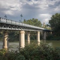 View of LogroÃÂ±o Cathedral From Bridge over River Ebro Royalty Free Stock Photo