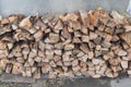 View of logs for the fire of the fireplace prepared for the winter Royalty Free Stock Photo