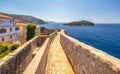 View of Lokrum island from the walls of the city of Dubrovnik in Royalty Free Stock Photo