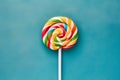 view Lollipop on kitchen table, colorful and sweet confectionery captured tastefully