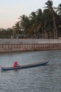 View of lomba balap perahu or traditional boat race. traditional boat race to celebrate independence day of Indonesia