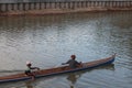 View of lomba balap perahu or traditional boat race. traditional boat race to celebrate independence day of Indonesia