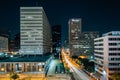 View of the Lombard Street at night, in downtown Baltimore, Maryland Royalty Free Stock Photo