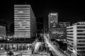 View of the Lombard Street at night, in downtown Baltimore, Maryland Royalty Free Stock Photo