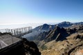 View from Lomnica Peak in High Tatras Mountains with viewing platform, Slovakia
