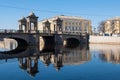 View of Lomonosovsky Bridge through Fontanka River. St. Petersburg