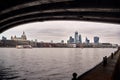 View of London buildings from a bridge