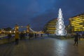 View of London City Hall at night with Christmas tree Royalty Free Stock Photo