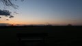 View of London from a distance at sunset