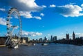 View of London Eye in the background Westminster Bridge from the City of London Royalty Free Stock Photo