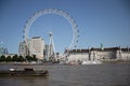 View on London eye, blue sky Royalty Free Stock Photo