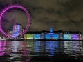 View London Eye and the river in the night Royalty Free Stock Photo