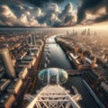 View from the London Eye wheel on River Thames, London