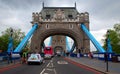 View of The London Great Britain Tower Bridge. A famous tourist attraction over river Thames Royalty Free Stock Photo